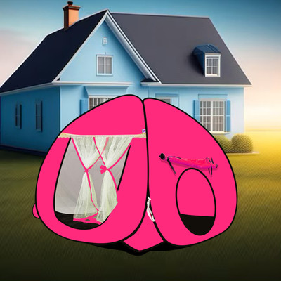 NM CREATION Foldable delightful patterns Popup Kids Play Tent House for Multi Purpose(Pink)