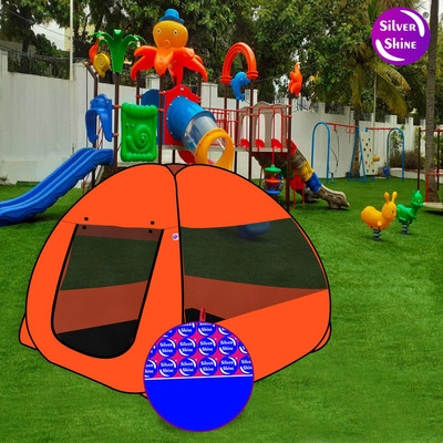 SILVER SHINE Popup Kids Play Tent House Delightful Patterns for Multi Purpose Foldable(Orange, Black)