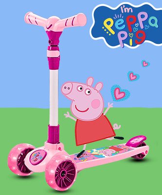 Miss & Chief Spartan Peppa Pig - 3 Wheel Kick Scooter,Foldable with LED Wheels(Pink)