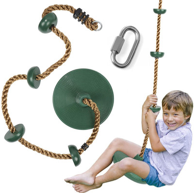 Charming treasures 6.5Ft Platforms Disc Tree Swing for Kids with Hook Indoor Outdoor Playground(Green)