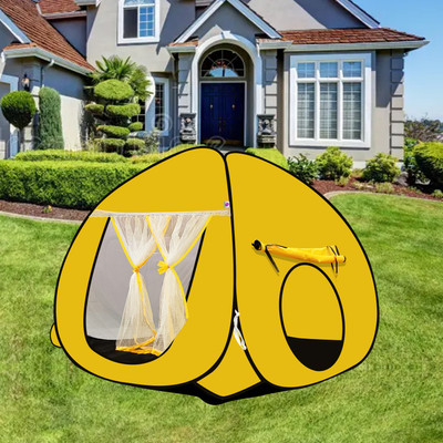 BERGOJEWELS Foldable delightful patterns Popup Kids Play Tent House for Multi Purpose(Yellow)