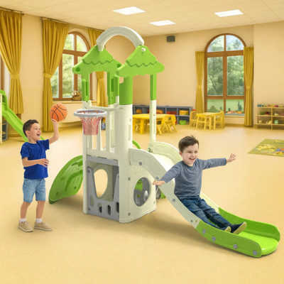 Ok Play Tree House For Kids | Multi-activity playset | Easy Assemble-Indoor Outdoor game(Green, Beige)