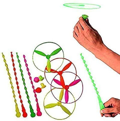 ARSDEWY Novelty Toys Flying Fairy Flying Saucer Flying Wheel Flying Hand Made Bamboo Dragonfly Toy (Size - Large)(Multicolor)