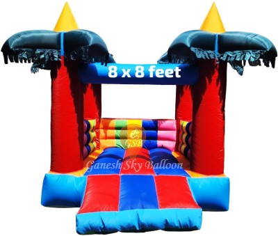 GANESH SKY BALLOON Bouncy (8X8 Fee) Inflatable Bouncer Kids Bounce House with Air Blower.(Multicolor)