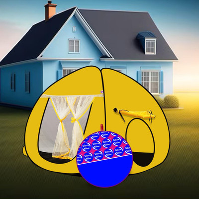 SILVER SHINE Yellow Patterns Popup Kids Play Tent House For Boys & Girls(Yellow)