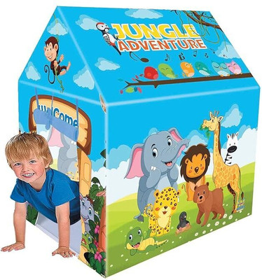 Vintage-Kids-Jungle-Adventure-Play-Tent-House-Multicolor-Green