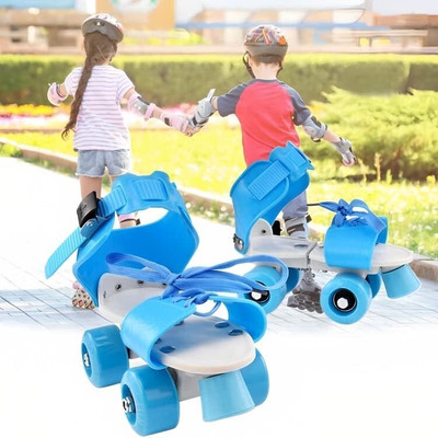HouseOfCommon New Dry Roller Skate for Kids with Front Brake Kids Roller Adjustable Size Quad Roller Skates - Size 2025-12-05 UK(Blue)