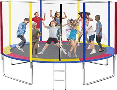 Laxmi Air Inflatable 14 Feet Premium Fitness Trampoline with Enclosure net and Poles Safety Pad(Multicolor)