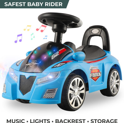 KIDS FIRST STEP Musical Car With Multicolour Lights | Push Ride On | Perfect for Kids 1-4 Years(Blue)