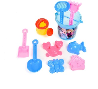 zokato Disney Frozen Beach Watering Can With Sandbox Toys | 10 Piece Set(Multicolor)