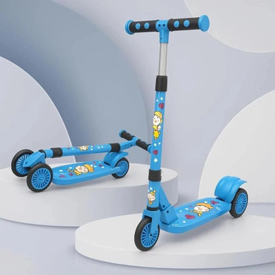 Ozoy Scooter 3 Wheeler with Adjustable Height Foldable Kick Cycle with Brake LEDWheel(Blue, Multicolor)