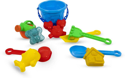 zokato Beach Fun Toys Set of 10 Pieces Outdoor Toy Beach Tool with Bucket Kid's(Blue)