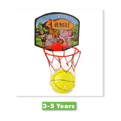 asian FOJI Kids Basketball Set with Hoop Net Ball – Indoor Outdoor Sports To(Red, Yellow)