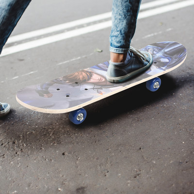 SPEEDFOX Kids Skateboard for boys & girls | Plastic Deck with Graffiti Print & PU Wheels 5 inch x 4 inch Skateboard(Grey, Blue, Pack of 1)