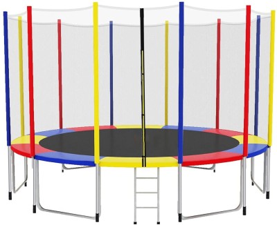 Laxmi Air Inflatable 16 Feet Trampoline Double Leg with Enclosure net and Poles Safety Pad(Black)