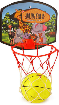 asian FOJI Kids Basketball Set with Hoop Net Ball – Indoor Outdoor Sports To(Red, Yellow)