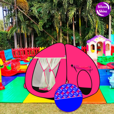 SILVER SHINE Foldable Popup Kids Multi Color Play Tent House for Multi Purpose(Pink)