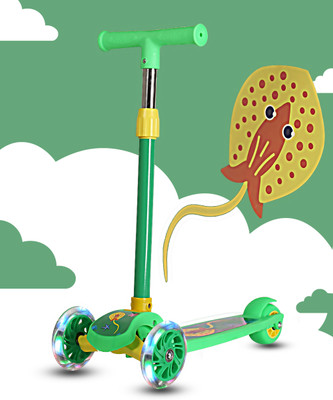 Miss & Chief Adjustable Scooter with LED Lights, Foldable Design, Extra Wide Brakes(Green)