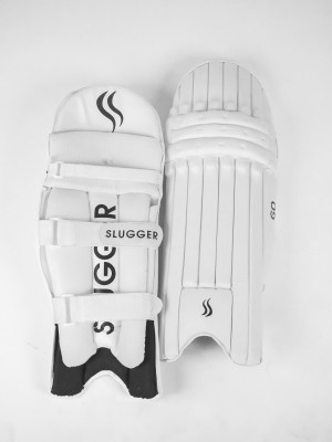 SLUGGER GO Cricket Batting Pad/Leg Guard PVC Material Soft Comfortable Lightweight For Men's (39 - 43 cm) Batting Pad(Classisc White Design, Suitable For Right Handed Batsman)