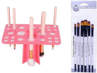 MOREL Painting Brush Set AND Brush Organizer Brush Stand (PACK OF 2) COMBO(Set of 2, Multicolor)