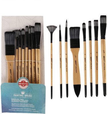Kreative Kraft 8 Pc Mix Round and Flat Brush Set(Brown)