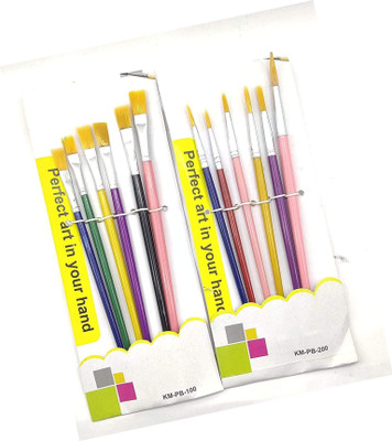 Freedy Paint Brush Combo 6 Flat or 6 Round Diffrent size brush set-B(Multicolor)