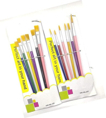 Eclet Paint Brush Combo 6 Flat or 6 Round with Heavy Color Plate(one Brush Free) b(Multicolor)