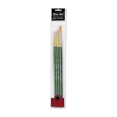 Fine Art Painting Round Shape Brushes Tr-4 Code (S-412)(Sizes: 0,2,4,6)(Set of 1, Green)