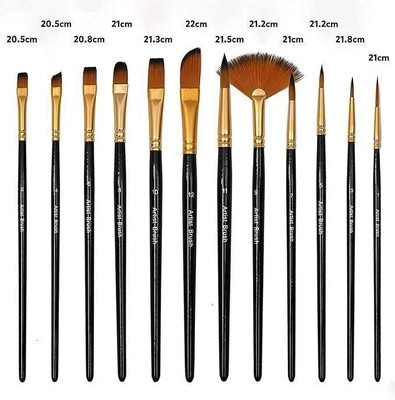 Svsu 12 pcs Artist paint brush for watercolor Acrylic school oil painting(Set of 12, Black)