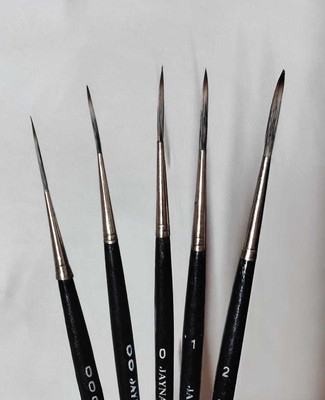 JAYNA Shine Taklon Series- Long Tip Detailing or Liner Brush set(Set of 1, Black)