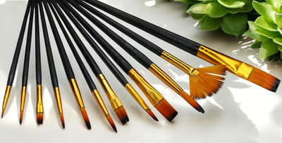 ProArt ELEGANT 12 PIECE PREMIUM ARTIST PAINT BRUSH(Set of 12, DEEP BLACK, ITALIAN GOLD)
