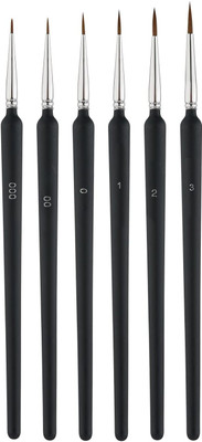 OnisHomes 6PCS Fine Tip Paint Brushes For Kids & Artist, Detail Painting Brushes(Set of 6, Black)
