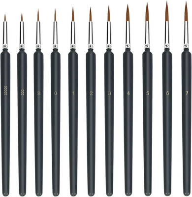 SHUBHPETAL 11PCS Miniature Paint Brushes Miniature Small Thin Painting Brushes Kit(Set of 1, Black)