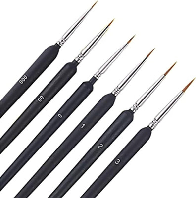Shreeshann 6Pcs Detail Paint Brush Set for Fine Detailing and Art Painting(Set of 6, Multicolor)