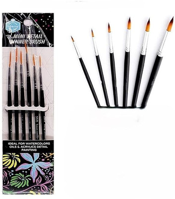 MOREL Professional Painting Brush Set, Mini Detail Liner Brush 6Pc(Set of 6, Multicolor)