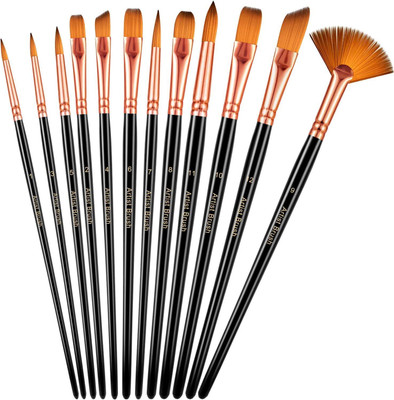 Eclet Craft Painting Brushes Set of 12 Professional Round Pointed Tip Nylon Hair.28(Multicolor)