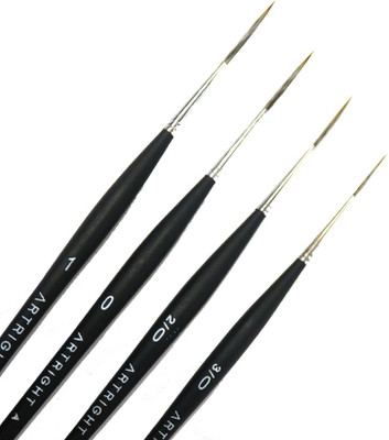 ArtRight Liner Brush Round Pointed (Set of 000,00,0,1) Filbert(Black)