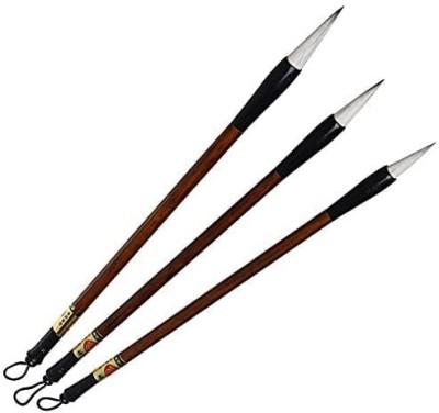 Prescent Professional Chinese Calligraphy/Drawing Brush Set of 3 Pcs(Set of 3, Brown)