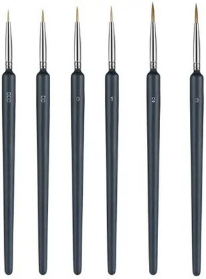 KB CREATION 6 Pcs Paint Brushes Set for Fine Detailing (Set of 6, Black)(Set of 6, Black)