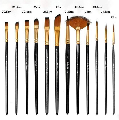 Svsu 12 pcs Artist paint brush for watercolor Acrylic school oil painting(Set of 12, Black)
