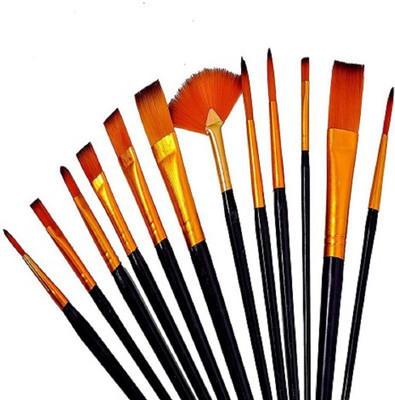 Beauty Hub Decor Painting Brushes Round Pointed Tip Nylon Hair Artist Acrylic(Set of 1, Black)