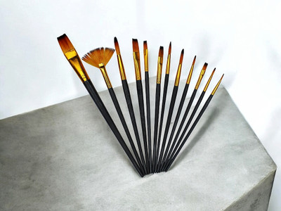 ProArt ELEGANT 12 PIECE PREMIUM ARTIST PAINT BRUSH(Set of 12, Black, Gold, Brown)