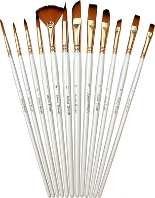 Daggeron Artist Paint Brush Set 12 Brushes for Acrylic, Watercolor, Oil & Gouache Paints(Set of 12, Multicolor)