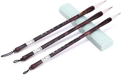 BM RETAIL 3Pcs Chinese Calligraphy Brush Art Sumi Writing Painting Brush Set For Beginners(Multicolor)
