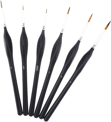 KRYTONE 6 Piece Fine Detailing Brushes for Miniature & Art Painting(Set of 1, Black)