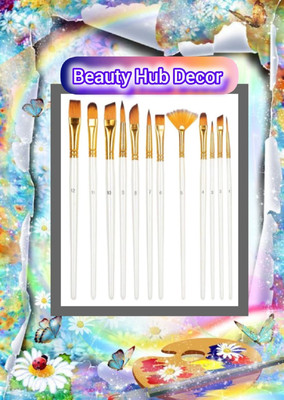 HOuceOfCommon Synthetic Round Pointed Tip Artist Paint Brush Set, 12(White)