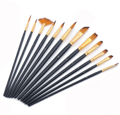 Universal Hub Professional Round Pointed Tip Nylon Hair Artist Acrylic Paint Brush for Acrylic(Set of 1, Black, Gold)