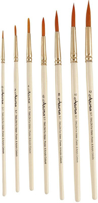 KABEER ART Taklon Round Painting Brush Set(Set of 1, White)