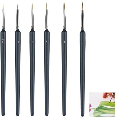 Sergio 6Pcs Paint Brushes Set for Fine Detailing Round Pointed Tip(Set of 6, Black)