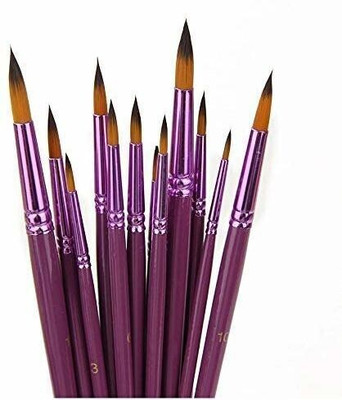 KRAFTMASTERS 12 PCS Round Different Size Artist Fine Nylon Hair Paint Brush Set for Watercolor Acrylic Oil Painting Brushes Drawing Art Supplies Size: 1-12(Set of 12, Multicolor)